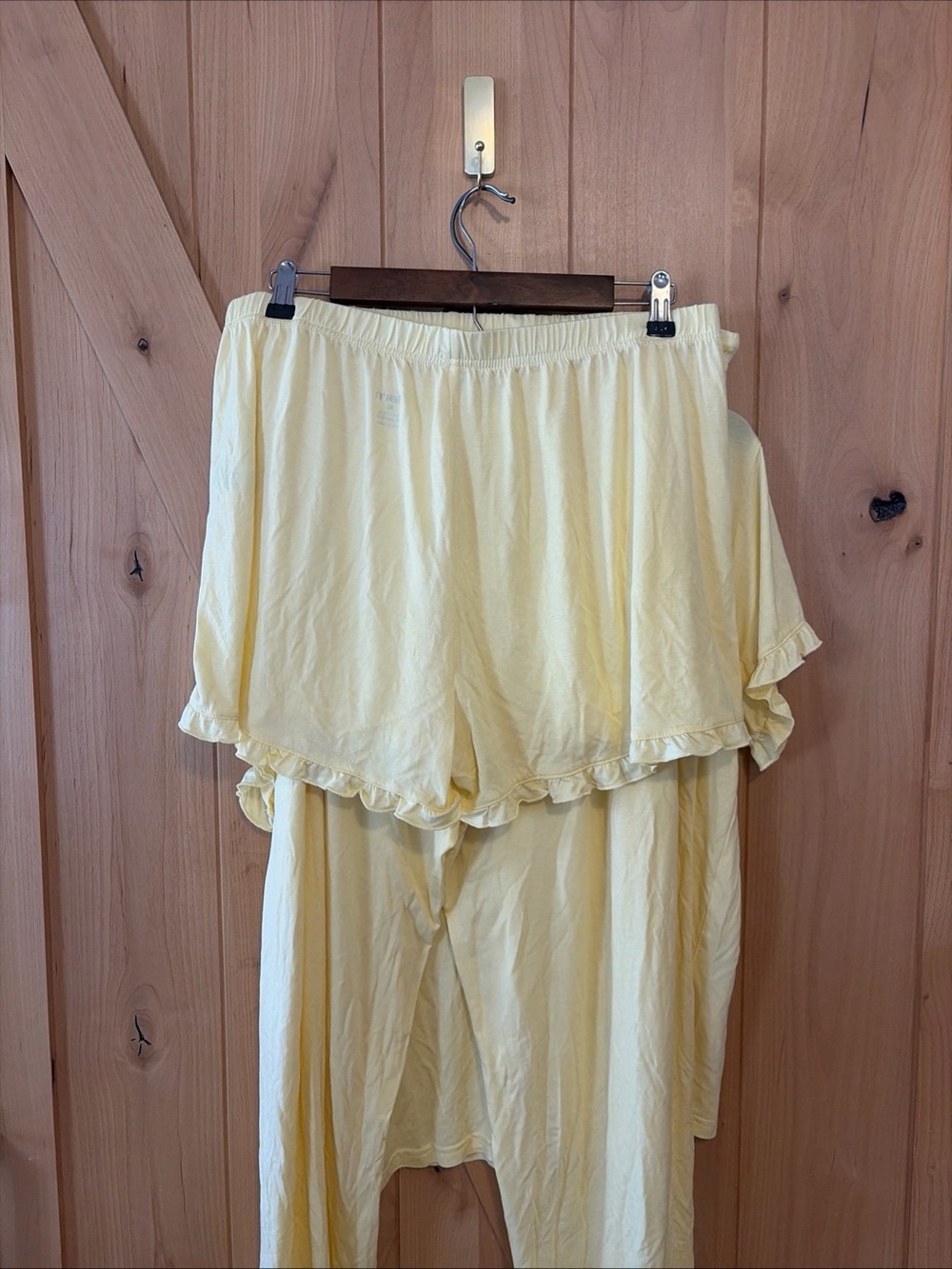 Børn NWT Women’s Modal 3 Piece Pajama Set Sleepwear Shorts Pants Pale Yellow XL - Picture 5 of 7